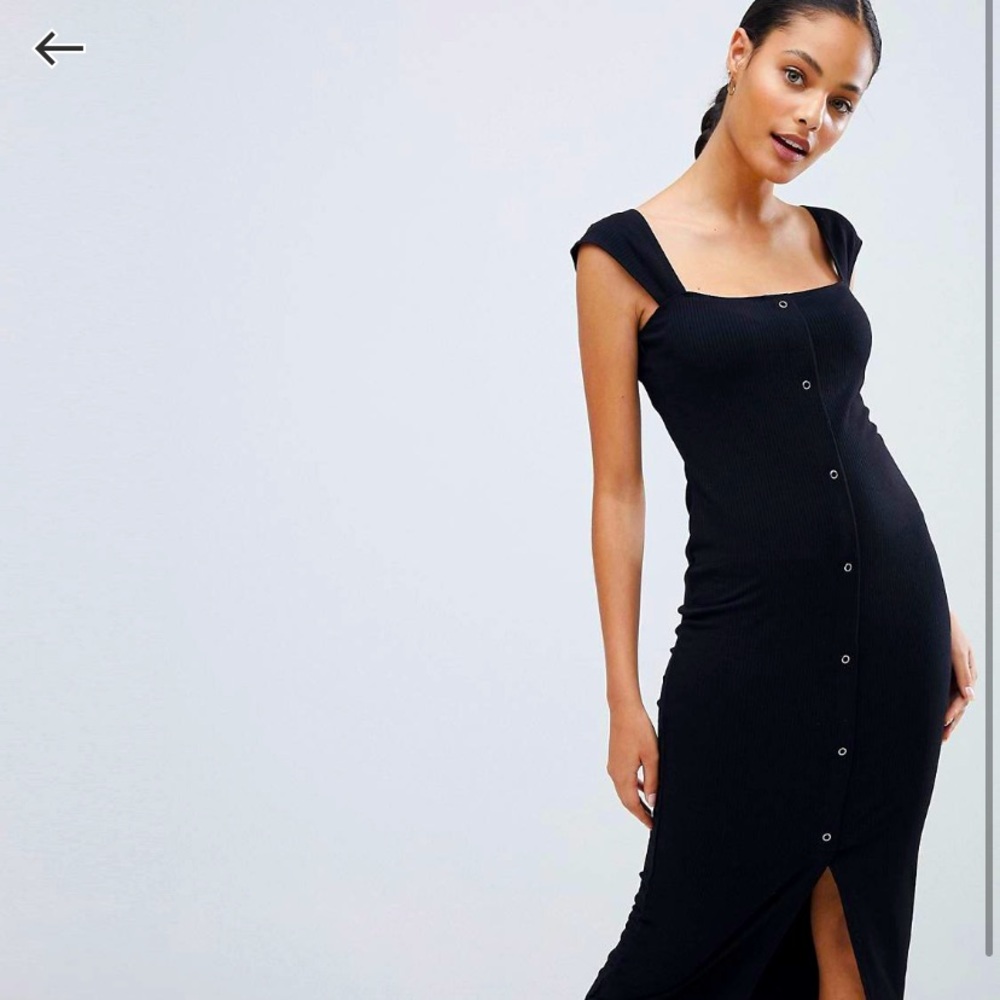 ASOS black ribbed bodycon dress